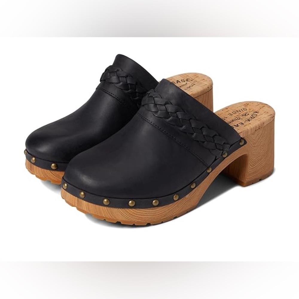 Kork-Ease Tilly Slip On Clogs Braided Mules Womens Shoes Black Leather 8